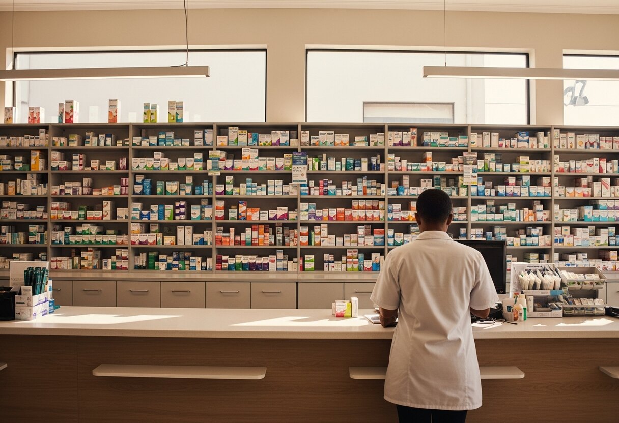 A photograph of a busy SA pharmacy interior